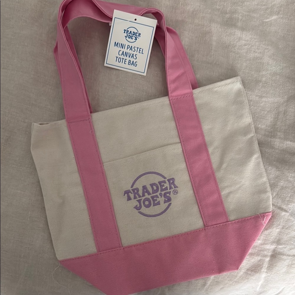 Trader Joe’s Pink and Purple Canvas Tote Bag